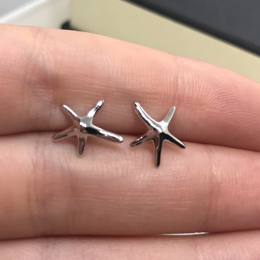 Sterling Silver 925 Starfish Stud Earrings - Picture 2 of 5